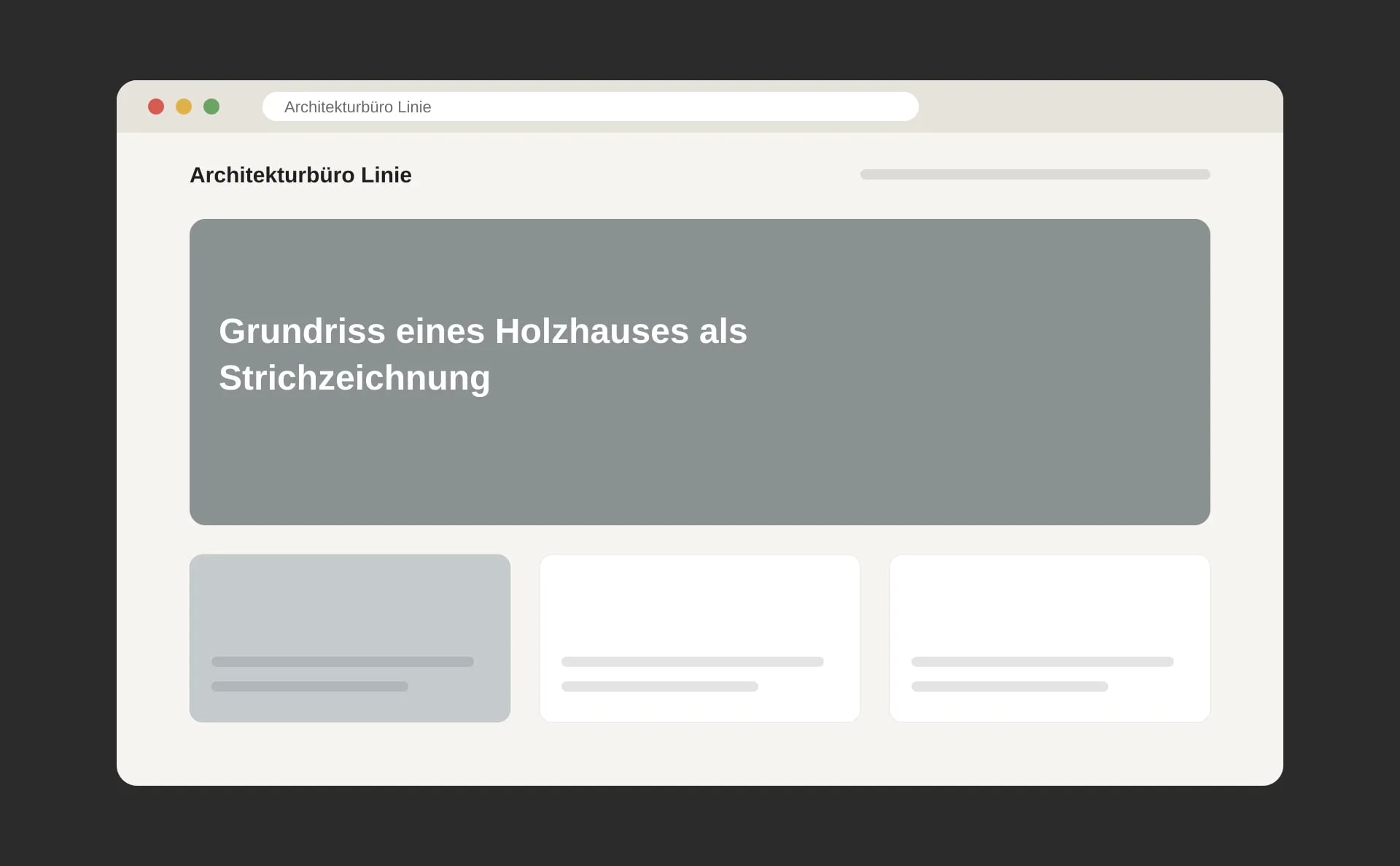 Schematische Ansicht: Grundriss eines Holzhauses als Strichzeichnung