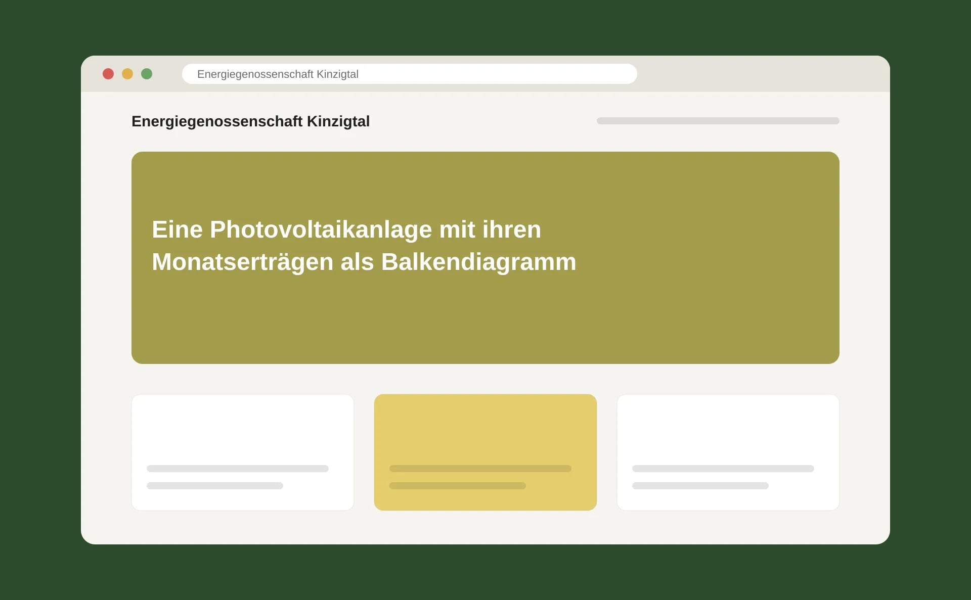 Schematische Ansicht: Eine Photovoltaikanlage mit ihren Monatserträgen als Balkendiagramm