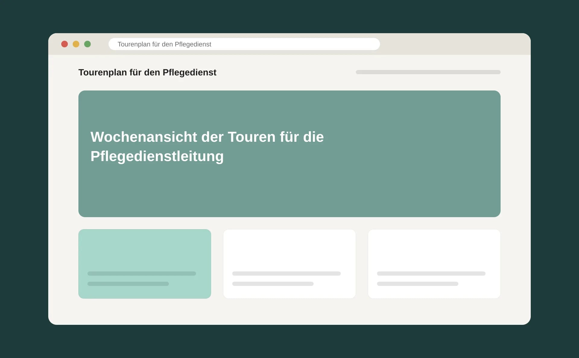 Schematische Ansicht: Wochenansicht der Touren für die Pflegedienstleitung