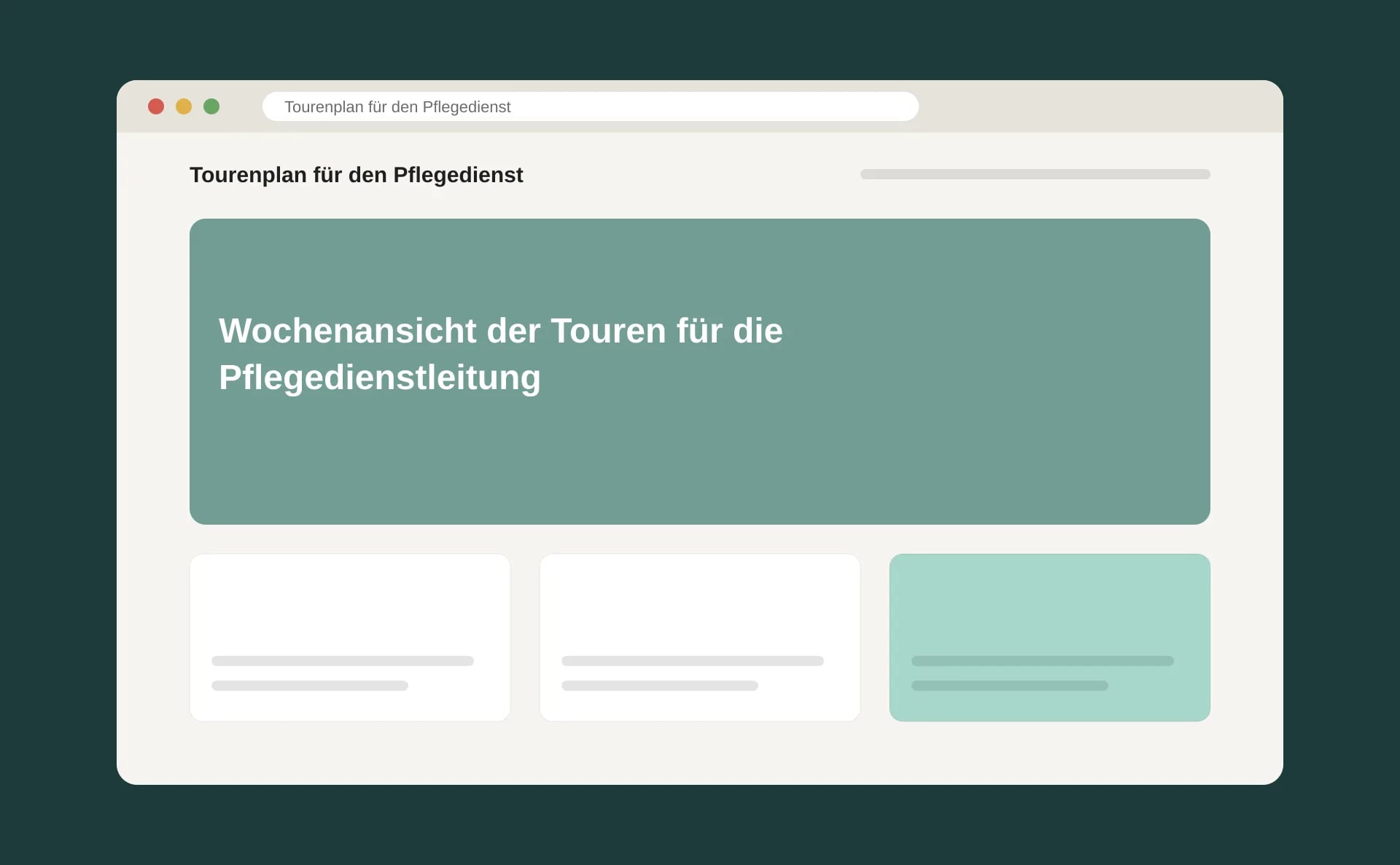 Schematische Ansicht: Wochenansicht der Touren für die Pflegedienstleitung