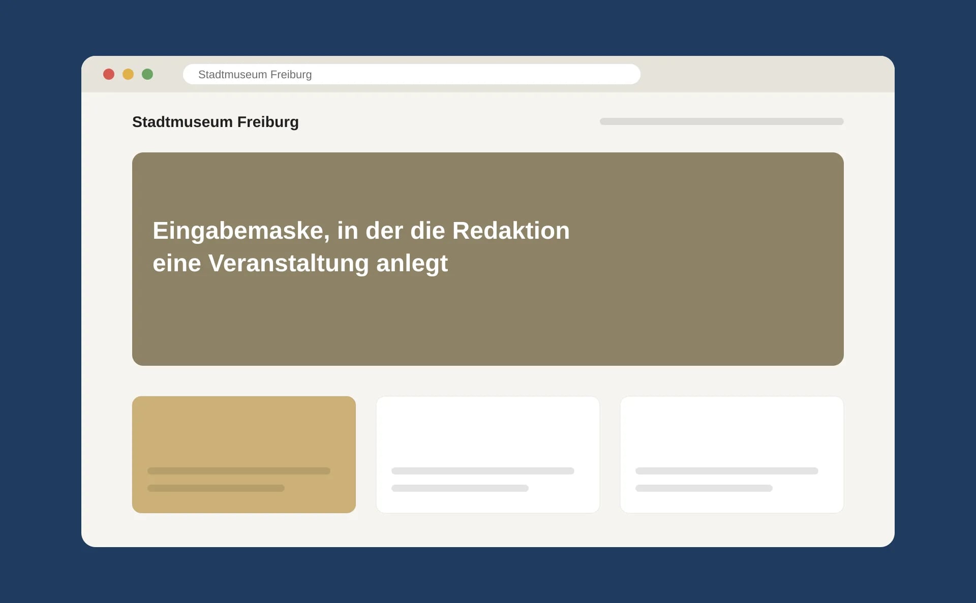 Schematische Ansicht: Eingabemaske, in der die Redaktion eine Veranstaltung anlegt