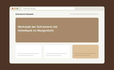 Schematische Ansicht: Werkstatt der Schreinerei mit Hobelbank im Morgenlicht